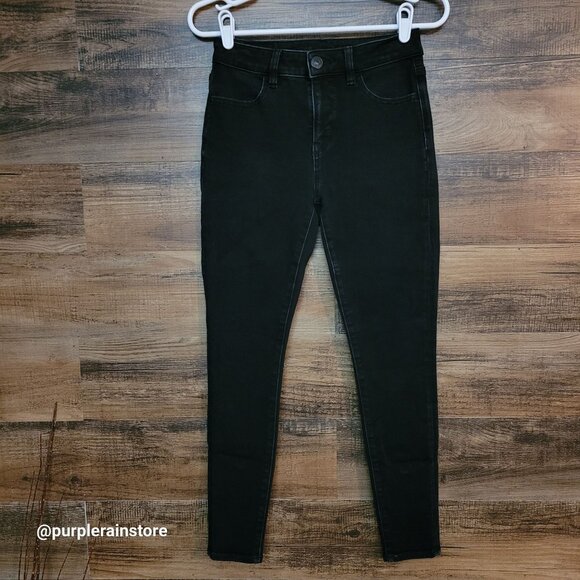 American Eagle Jeans 2 S Dream Jegging Tummy Control Black Wash Stretch Denim - Picture 1 of 13